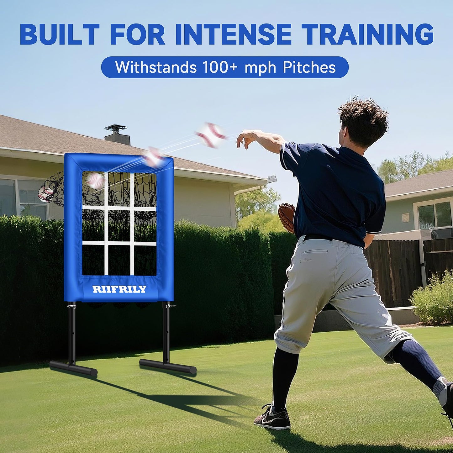 RIIFRILY 9 Hole Baseball Pitching Net with Pitching Target Pockets