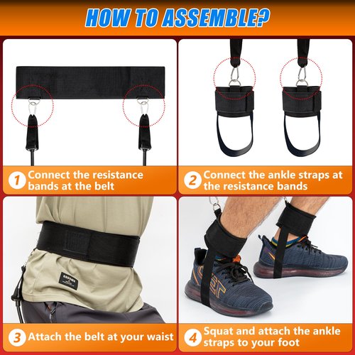 AA deLuxe | Jump Dunk Vertical Leg Bands Trainer for Basketball, Football, Volleyball, and Strength Training. Tester Exercise Plyometric Jumptrainer Equipment. With high Resistance for higher Jumping.