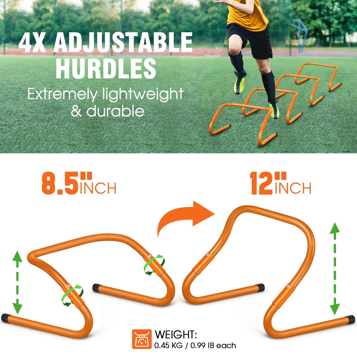 X-UMEUS Agility Ladder Speed Training Equipment Set-20ft Agility Ladder,12 Soccer Cones,4 Hurdles, Jump Rope, Running Parachute| Basketball Football Soccer Training Equipment for Kids Youth Adults