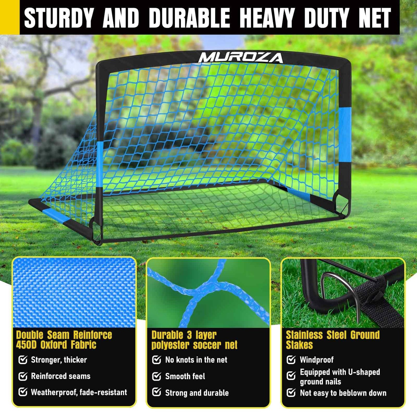 Soccer Goal, Kids Soccer Goals for Backyard Set, 2 Pack of Portable Pop Up Soccer Net with Soccer Ball, Agility Ladder, Cones, Complete Training Equipment for Youth, Toddler Outdoor Sports Games
