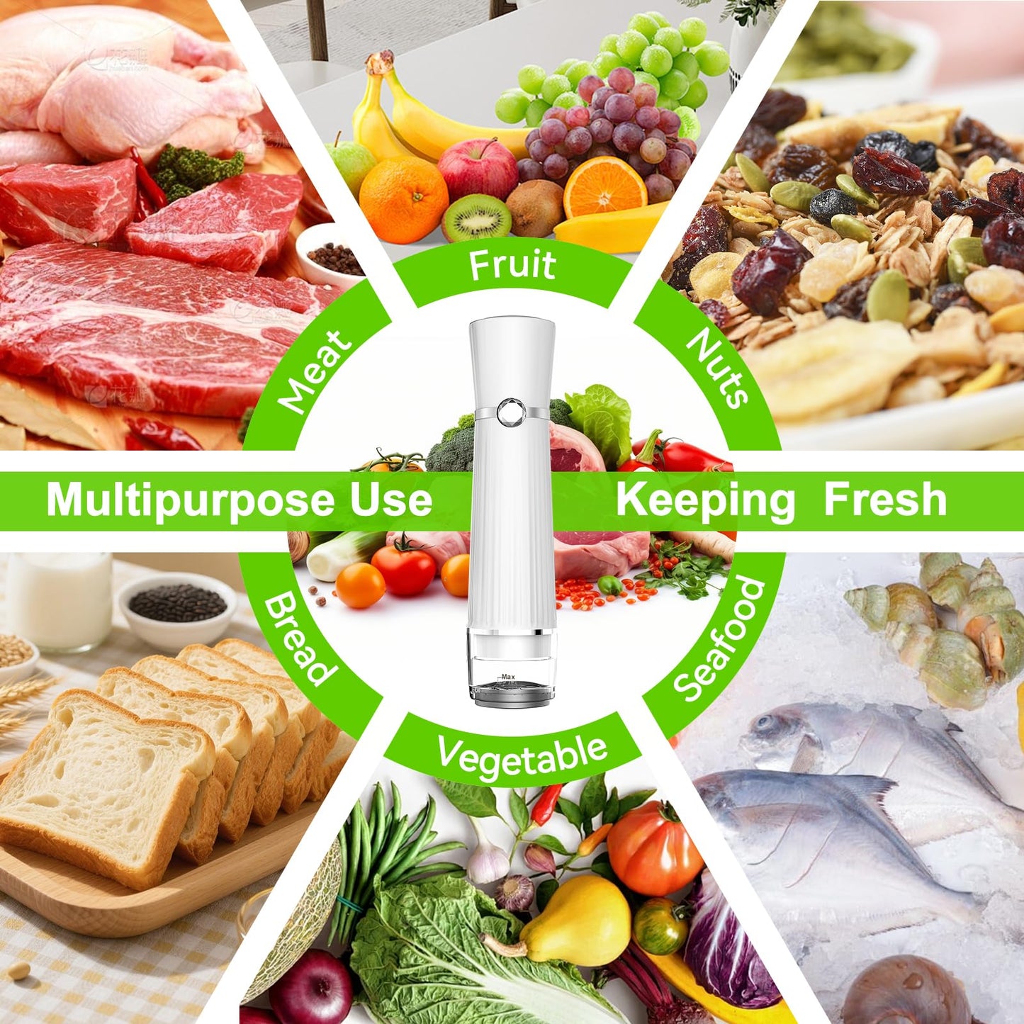 Jexqizy Vacuum Sealer for Food (Compact Vacuum Sealer Machine + 40 Reusable Vacuum Bags), Handheld Vacuum Food saver for 10X Preservation & Fresh, Powerful 80Kpa Portable Vacuum Sealer