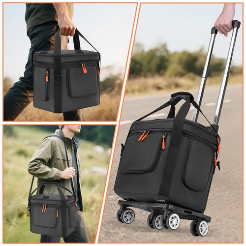 Carrying Case with Wheels Compatible with Jackery Explorer 1000 V2, Portable Power Station Travel Bag Padded for Explorer 1000 V2 with Detachable Trolley, Multi-pocket & Adjustable Shoulder Strap