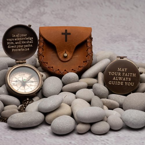 Baptism Gifts for Boys – Engraved Compass with Scripture – Christian & Catholic Keepsake for Christening, First Communion Gifts for Boys, or Confirmation – Gift for Godson, Son, or Men
