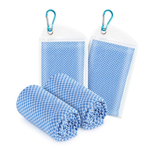 ZapRun Cooling Towels 2 Pack, 40 * 12inch Cooling Towels for Neck and Face, Sports Towel with UPF50 Sun Protection, Ideal for Yoga, Gym, Camping, Running- Blue