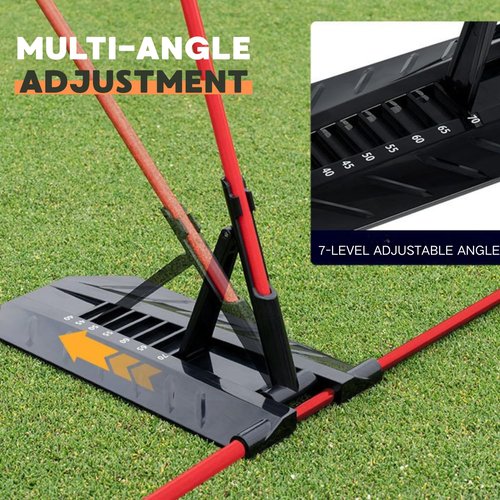 CUANBOZAM Pro Golf Alignment Sticks Holder - Aircraft Aluminum Golf Training Aid for Swing Plane & Path | Golf Swing Training Aid | Tour-Validated Golf Alignment Sticks for Driving RED