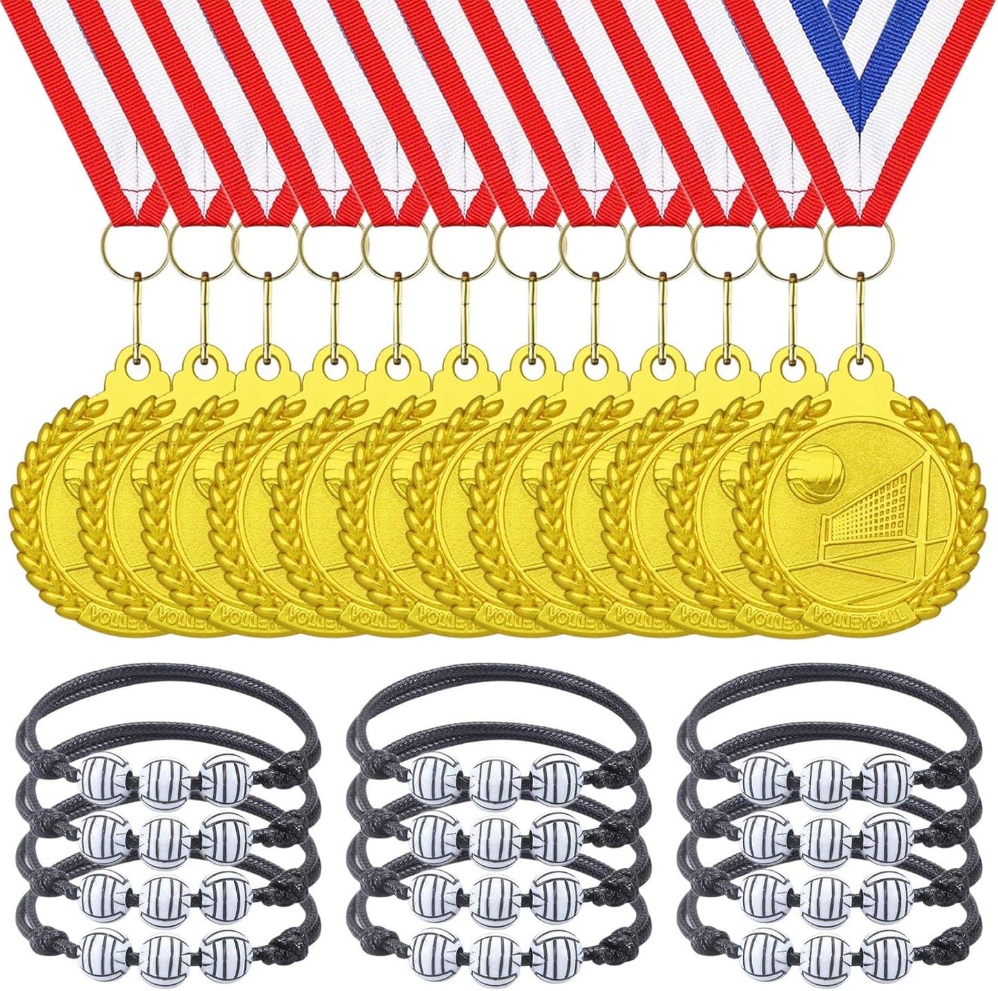 12 Pieces Gold Medals for Awards - Winner Medal Metal with Neck Ribbon Prizes for Kids, Adults, Sports Day, Spelling Bees, Competitions, Party, 2 Inches