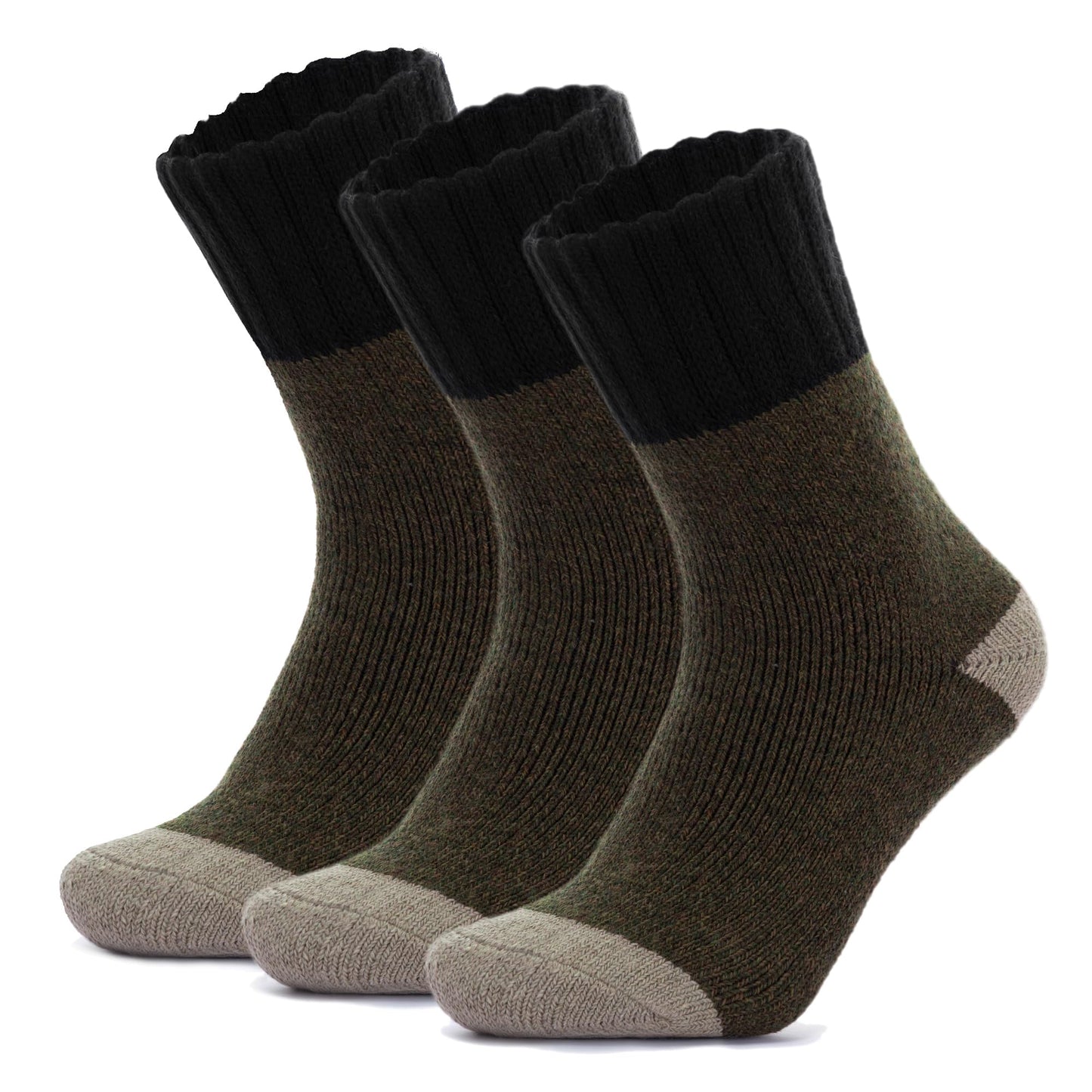 RockDove Men’s Thick Knit Wool Blend Crew Socks 3 Pairs