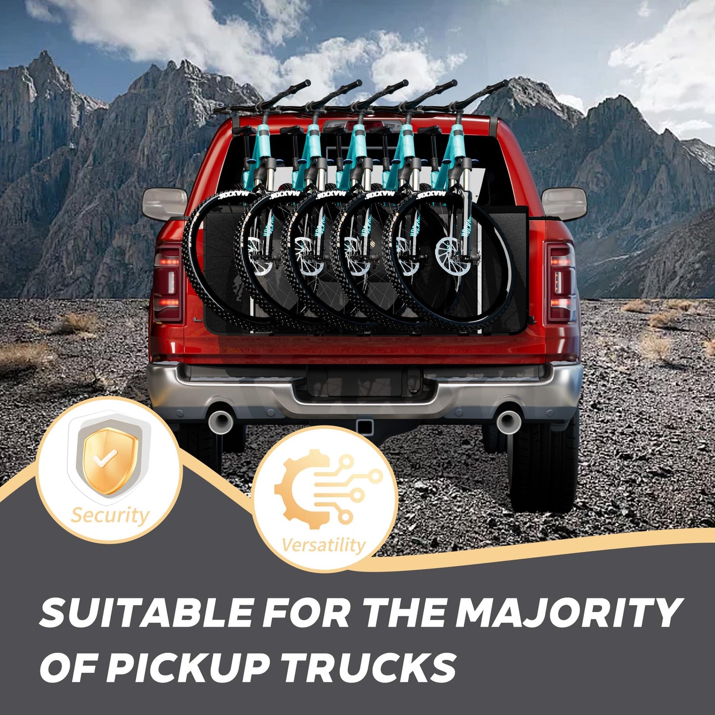 FILORI 5-Bike Tailgate Pad for Mountain Bike | No-Block Backup Camera, Waterproof Tool Pockets & Reflective Strips | Heavy-Duty Protection for Truck & Bikes | Universal Fit for Most Pickup Trucks