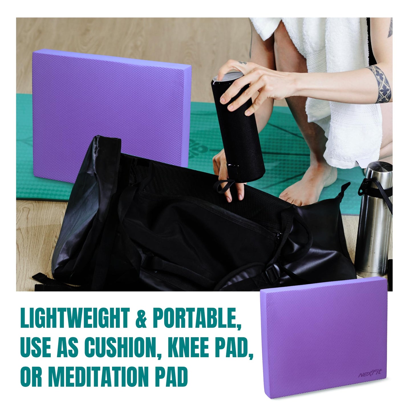 NexFit High-Density Balance Pad - Durable TPE Foam Balance Pad Physical Therapy , Foam Exercise Pad with Non-Slip Surface, Lightweight for Home & Gym Workouts, Core Strength & Balance Enhancement (Purple)