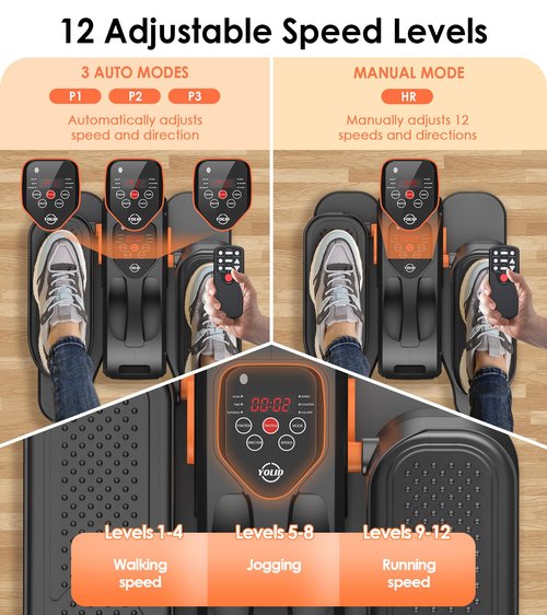 Under Desk Elliptical Machine, Ellipse Leg Exerciser for Seniors - Portable Seated Pedal Exerciser with 12 Adjustable Speeds & Remote Control, Quiet & Compact for Home Office Use