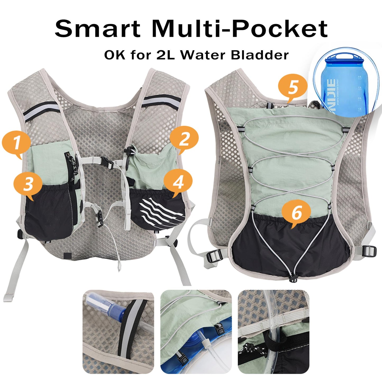 Hydration Running Vest Ultra-Lightweight for Women Men [2025 Upgraded], Breathable All-Weather Water Vest Hiking Backpack, Adjustable Water Backpack for Hiking, Cycling, Trail Marathon Race - Black