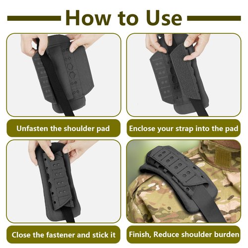 Archerest 2 Pack Tactical Plate Carrier Shoulder Pads, Soft Vest Shoulder Strap Cushion, Mesh Breathable Strap Pad for Backpack, Black