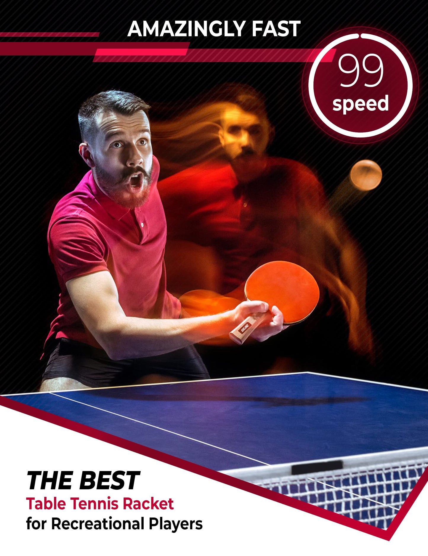 Idoraz Table Tennis Racket Professional Paddle - Ping Pong Racket with Carrying Case - ITTF Approved Rubber for Tournament Play - Best Table Tennis Paddle
