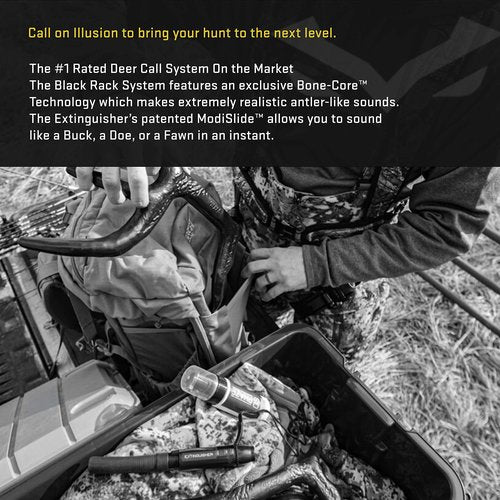 Extinguisher Deer Call + Black Rack Rattling System by Illusion | Grunt Tube | Rattling Antlers | Adjustable 10-in-1 Call | Bone-Core Technology | #1 Rated
