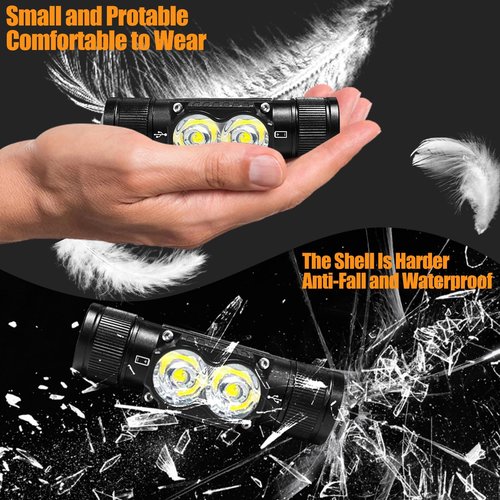 LOQOMI Headlamp Rechargeable 2 Pack, 1200 Lumen LED Head Lamp with 4 Light Modes, IPX6 Waterproof Super Bright High Lumen Headlamps, Adjustable Headstrap Headlights for Running, Camping, Outdoor