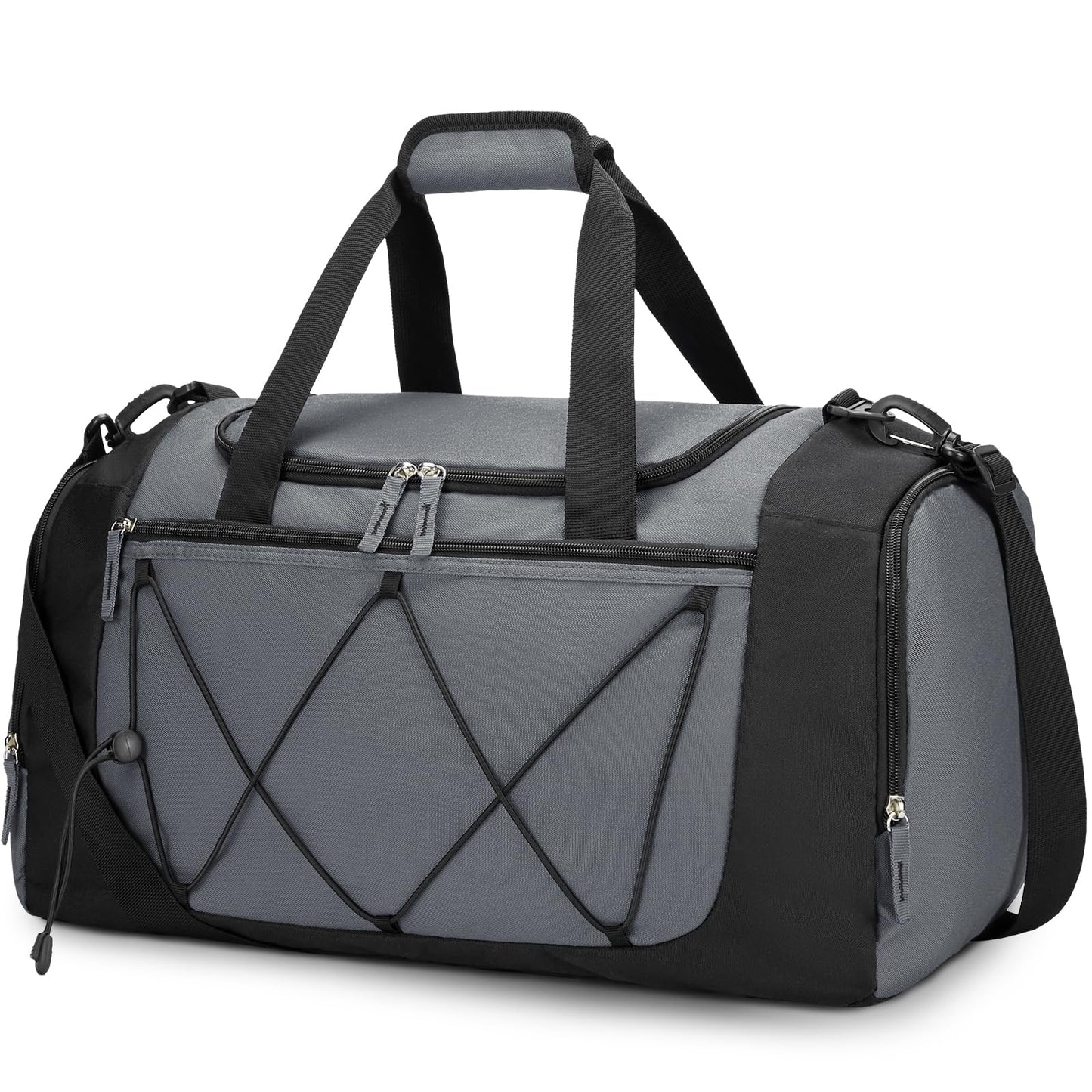 Vorspack Gym Bag for Men - 21 Inches Duffle Bag for Travel Lightweight Duffel Bag with Shoe Compartment Personal Item Travel Bag Weekender Bag for Travel Sports Gym - Grey
