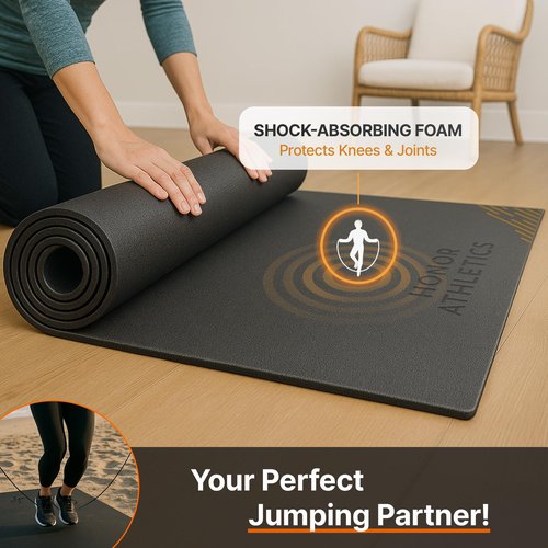 Honor Athletics Premium Jump Rope Mat – 1/4" Thick High-Density Rubber | Non-Slip Surface for Indoor/Outdoor Use | Durable & Odor-Free Skipping Mat (Standard Size – 36" x 48")