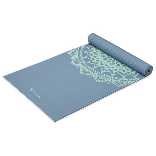 Gaiam Yoga Mat Premium Print Non Slip Exercise & Fitness Mat for All Types of Yoga, Pilates & Floor Workouts, Cool Mint Point, 68 inch L x 24 inch W x 5mm Thick