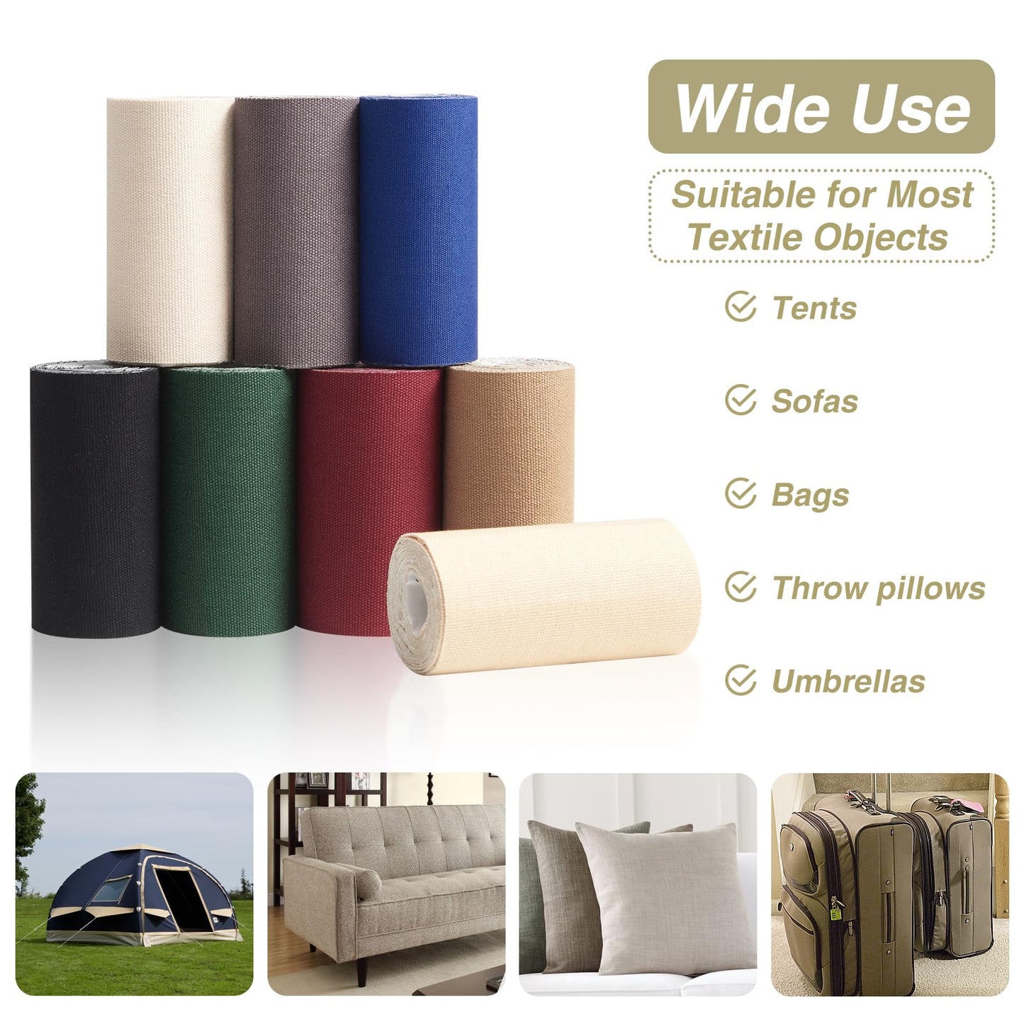 Gheeidau Canvas Repair Tape 4×70 Inch Waterproof Self-Adhesive Fabric Repair Patch for Repairing Boat Covers,Tents,Patio Umbrellas,Car Seats,Luggage,Sofas.(Beige)