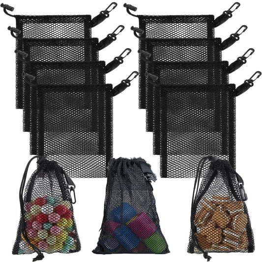 10PCS Mesh Drawstring Bags With Clips,5.9x7.9Inch Portable Nylon Storage Bags with Sliding Drawstring for toy, Sports Storage, Diving, Outdoor Activities Travel Kitchen
