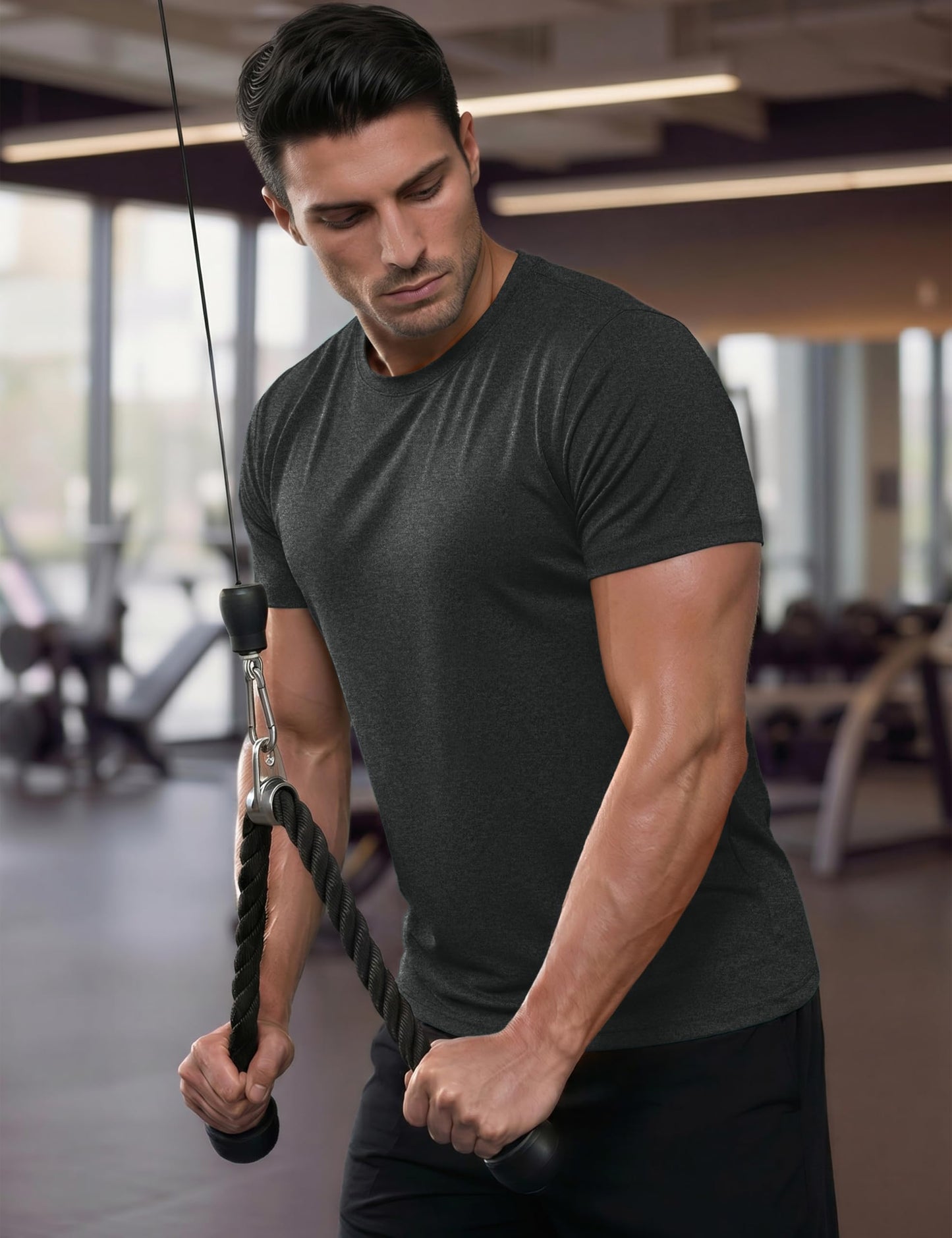MAGCOSMEN Dry Fit Tshirts Shirts for Men Athletic Workout Tees Short Sleeve Moisture Wicking Cool Gym Running Hiking Tshirts Black, XL