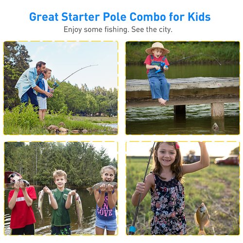 Kids Fishing Pole Kit, 59'' Telescopic Rod and Reel Beginner Combo with Spincast Reel,Tackle Box, Carrier Bag,Fishing Gear for Boys,Girls, Toddler,Youth