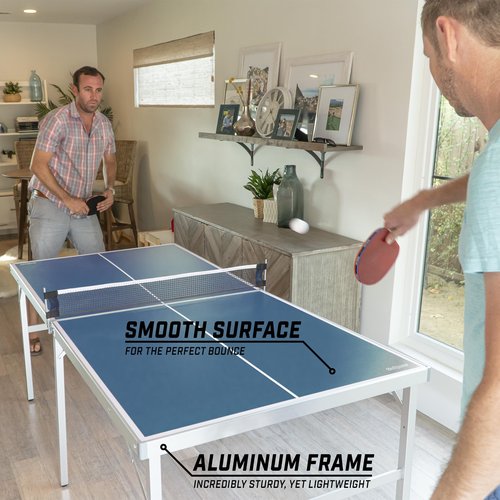GoSports 6 ft x 3 ft Mid-size Table Tennis Game Set - Indoor / Outdoor Portable Game with Net, 2 Paddles and 4 Balls