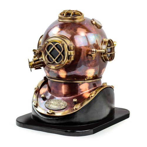 Vintage Marine Divers Helmet Solid Steel & Brass Scuba Diving Helmet 18" W/Base Vintage Marine Divers Helmet Solid Steel & Brass Scuba Diving Helmet 18" W/Base