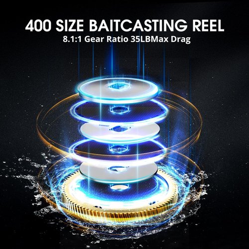 Piscifun Alijoz 400 Baitcaster Fishing Reel, 35Lbs Max Drag Aluminum Alloy Frame Baitcasting Reel, 8.1:1 Gear Ratio Freshwater and Saltwater Low Profile Casting Reel for Musky, Grey Right Handle
