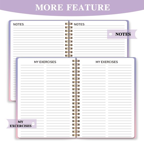 DOURA Workout Journal for Women, Fitness Journal, Workout Log Book Planner for Tracking, Progress and Achieving Your Wellness Goals-PUrple Gradient, A5 (5.6" x 8")
