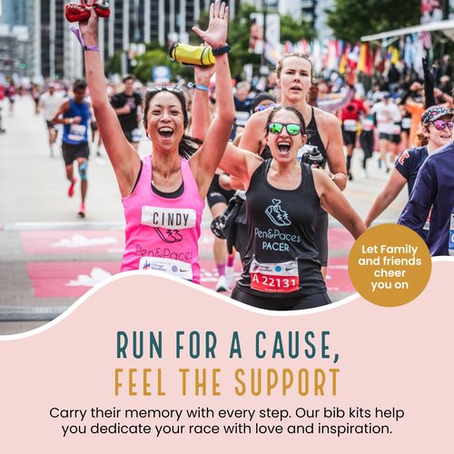 Pen and Paces This Run is Dedicated to Name Bib Kit – Weatherproof, Tear-Resistant Race Bib with Alphabet Decals & Safety Pins – Running Accessory for 5Ks, Marathons, Triathlons, Cycling & Races