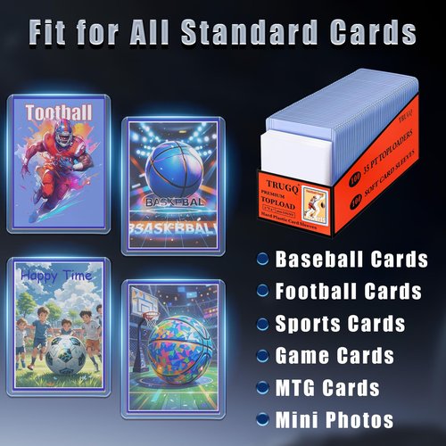 TRUGQ 400 Card Sleeves Top Loads for Cards,3"X4"Baseball Card Protectors,Toploaders Hard Plastic for Trading Game Sports Football Cards(200 Hard Protectors + 200 Soft Sleeves