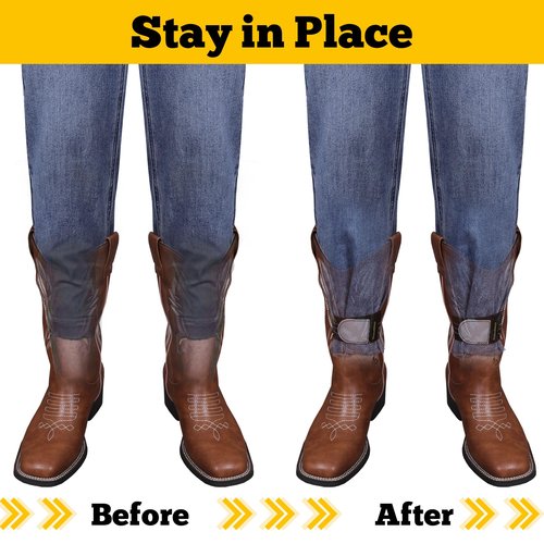 Neracking Ankle Straps, 2pcs Cowboy Boot Straps, Adjustable Elastic Boot Bands for Biking, Hiking, Fishing, Gardening, Military Uniforms Boot Wraps for Cowboy Boots, High Visibility Reflective (Black)