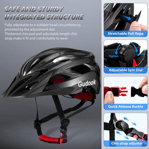Gudook Bike Helmets for Men - Women Bicycle Helmet Adult - Certified Lightweight Comfort Adjustable Cycling Helmet with Detachable Visor for Mountain Road Biker