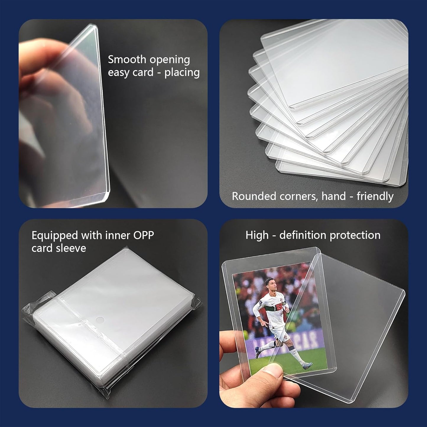 200 Card Sleeves - 3"x4" Hard Plastic Top Loaders for Cards - Trading Card Sleeve & Baseball Card Holder - Premium Topload Ablum Photocard Holder for Sports, Game & Kpop Cards (100Soft+100Hard)