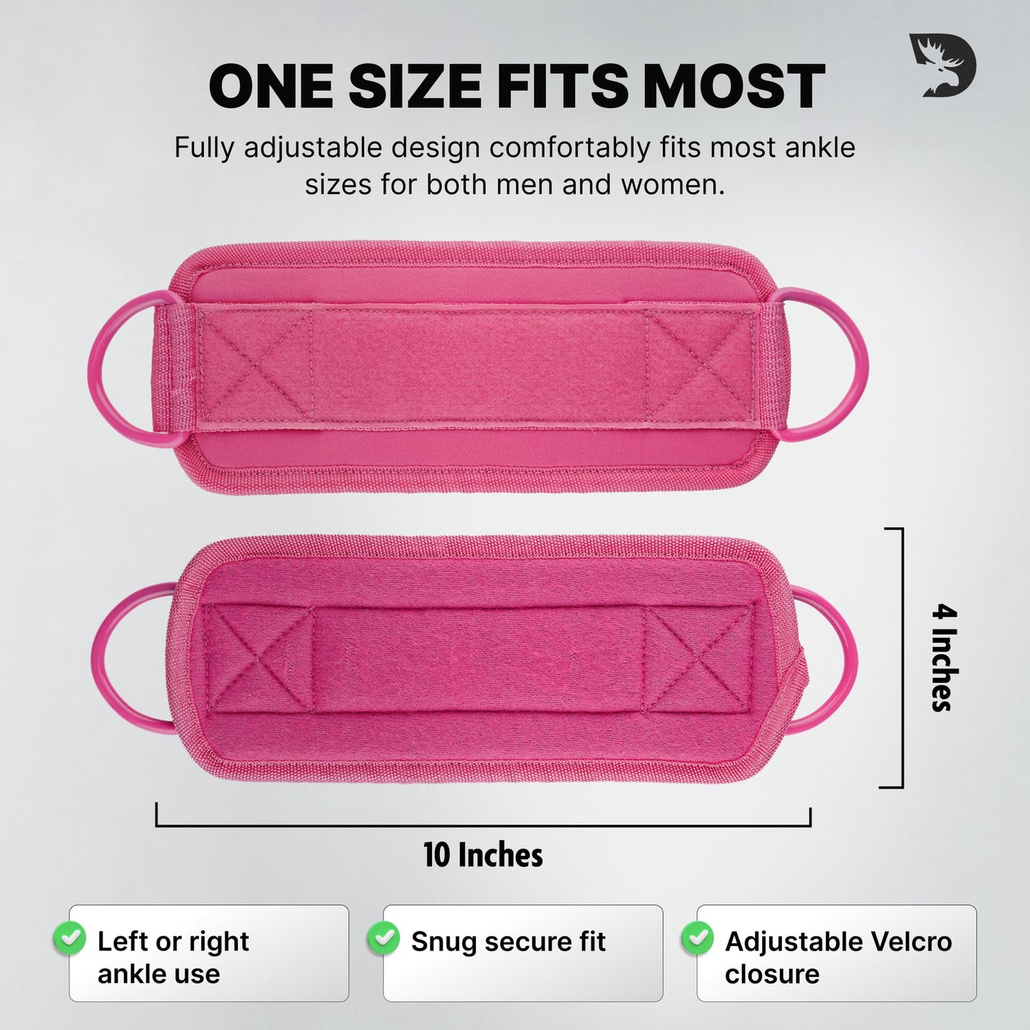 DMoose Ankle Strap for Cable Machine - One Size Fit with Premium Padding, Workout Kickback Ankle Cuffs, Ankle Bands for Working Out, Booty Workouts, Leg Extension, Hip Abductors & Lower Body Exercises