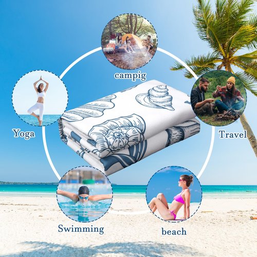HunnmingRe Lager Coastal Ocean Starfish Conch Shell Beach Towel 70x35 in Blue Coquette Bow Pattern Microfiber Absorbent Quick Dry Adults Sand Blanket for Pool Party Bath Sport Travel Beach Swimming