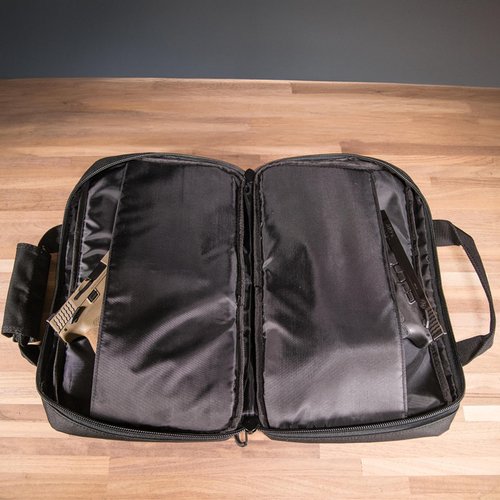 Smith & Wesson M&P Pro Tac Padded Double Handgun Case with Ballistic Fabric Construction and External Pockets for Shooting, Range, Storage and Transport, Black