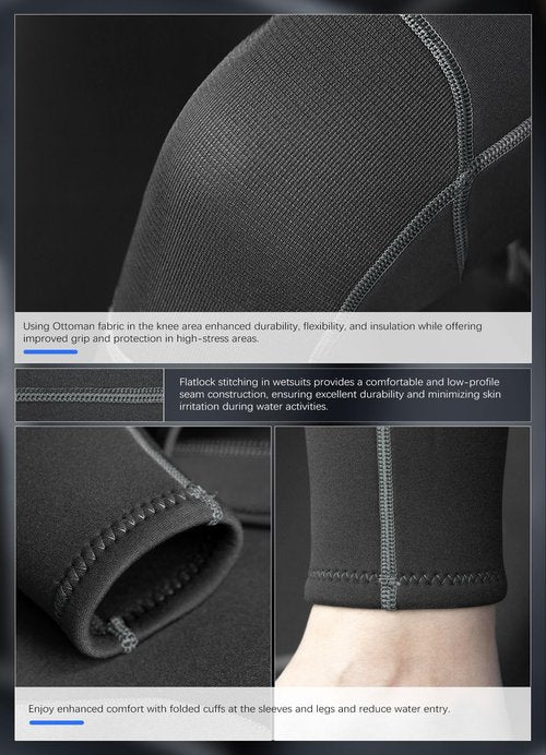 Hevto Men Wetsuits 3/2mm Neoprene Front Zip Full Wet Suit Keep Warm for Surfing Swimming SUP Snorkeling Diving (M2-Black, L)