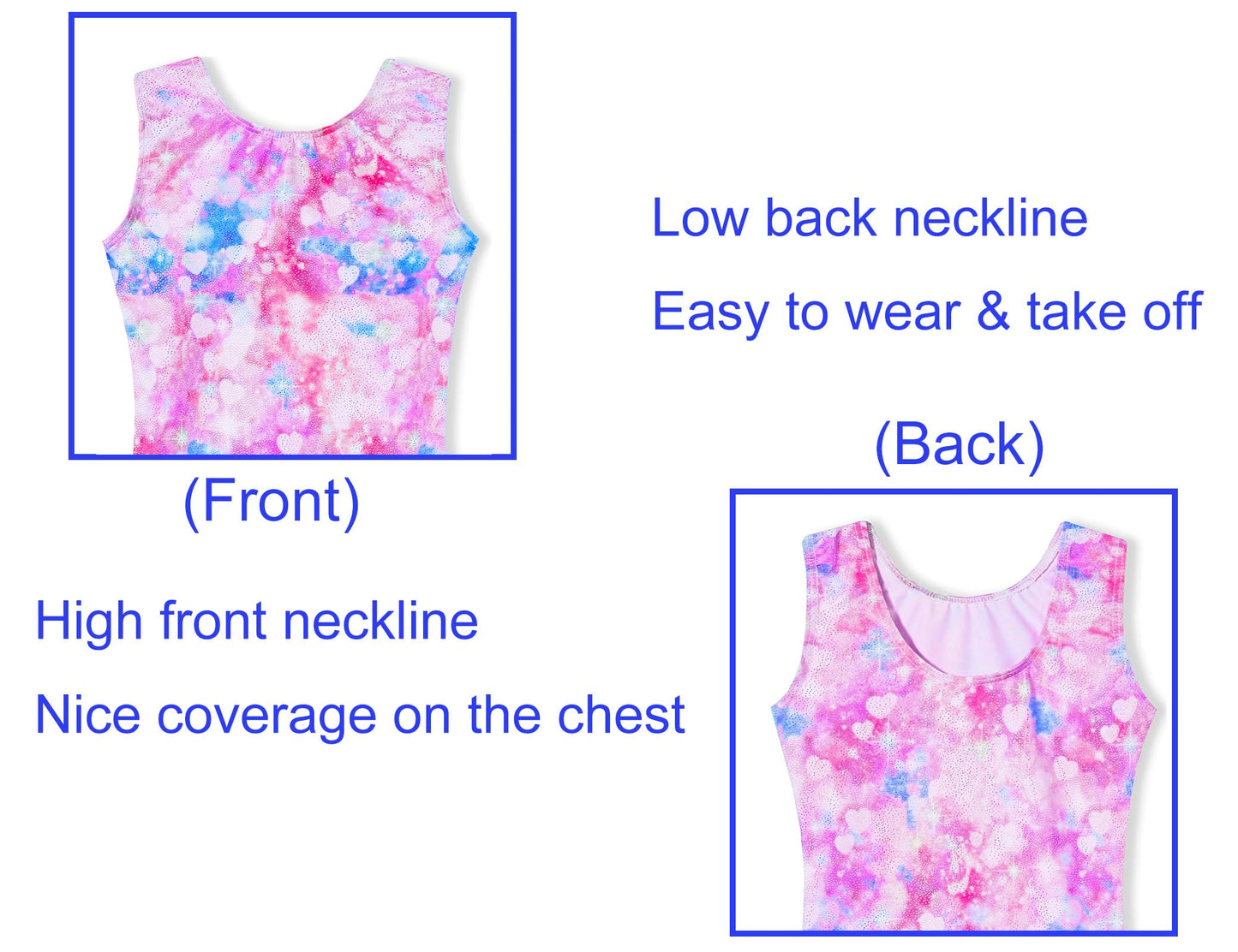 Domusgo Toddler Girls Gymnastics Leotards Size 2t 3t Glitter Purple Pink Love Heart Sleeveless Tank Biketard