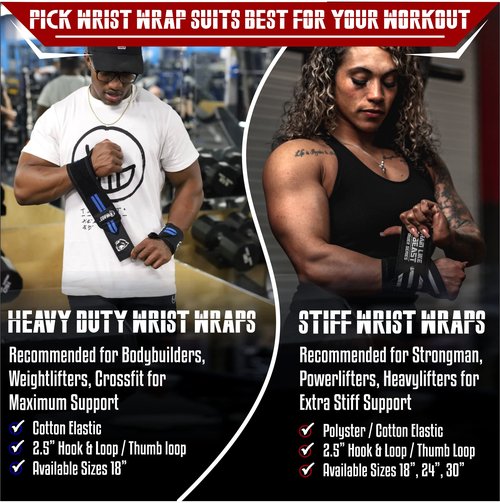 Beastpowergear Wrist Wraps |Competition Grade|18 Inch Professional Quality Provides Additional Wrist Support During Weightlifting, Powerlifting, Strength Training. (Solid Black, 18")