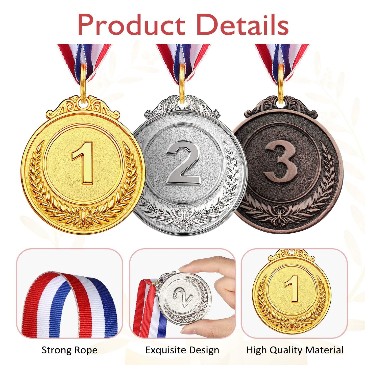 VICROIC 6 PCS Gold Silver Bronze Award Medals for Kids Adults, 1st 2nd 3rd Winner Metal Medals, Gold Silver Bronze prizes for Classroom, Sports, Competitions, Tournaments, Party, 2 Inches