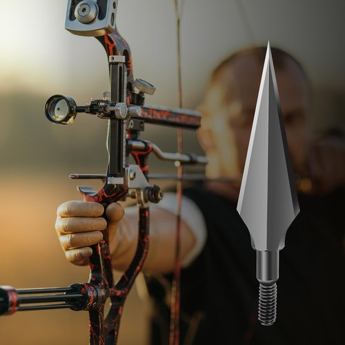 SUNYA Broadheads 150 Grain Steel Archery Arrow Tips for Compound, Recurve Bow & Crossbow, Traditional Screw-in Arrow Heads for Arrows, Pack of 12 in a Storage Case