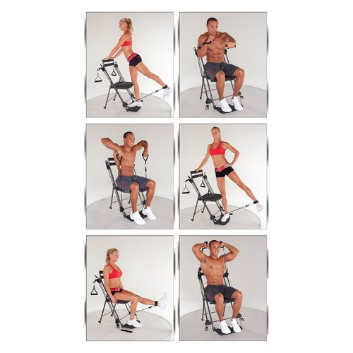 Chair Gym - The Total Body Workout – All in One Compact, Portable and Easy to Use At Home Exercise System includes 5 Instructional DVDs + Bonus Twister Seat Ab Attachment As Seen on TV - BLACK