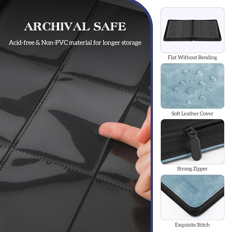TCGUARD 9-Side Card Binder - 540 Pocket Zipper Album Sky Blue 9