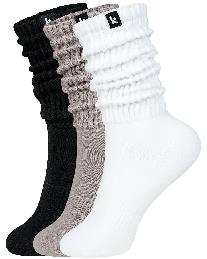 Scrunch Boot Socks for Women – Long Cozy Slouch Crew 3 Pairs, Mixed One Size Non-Cushioned