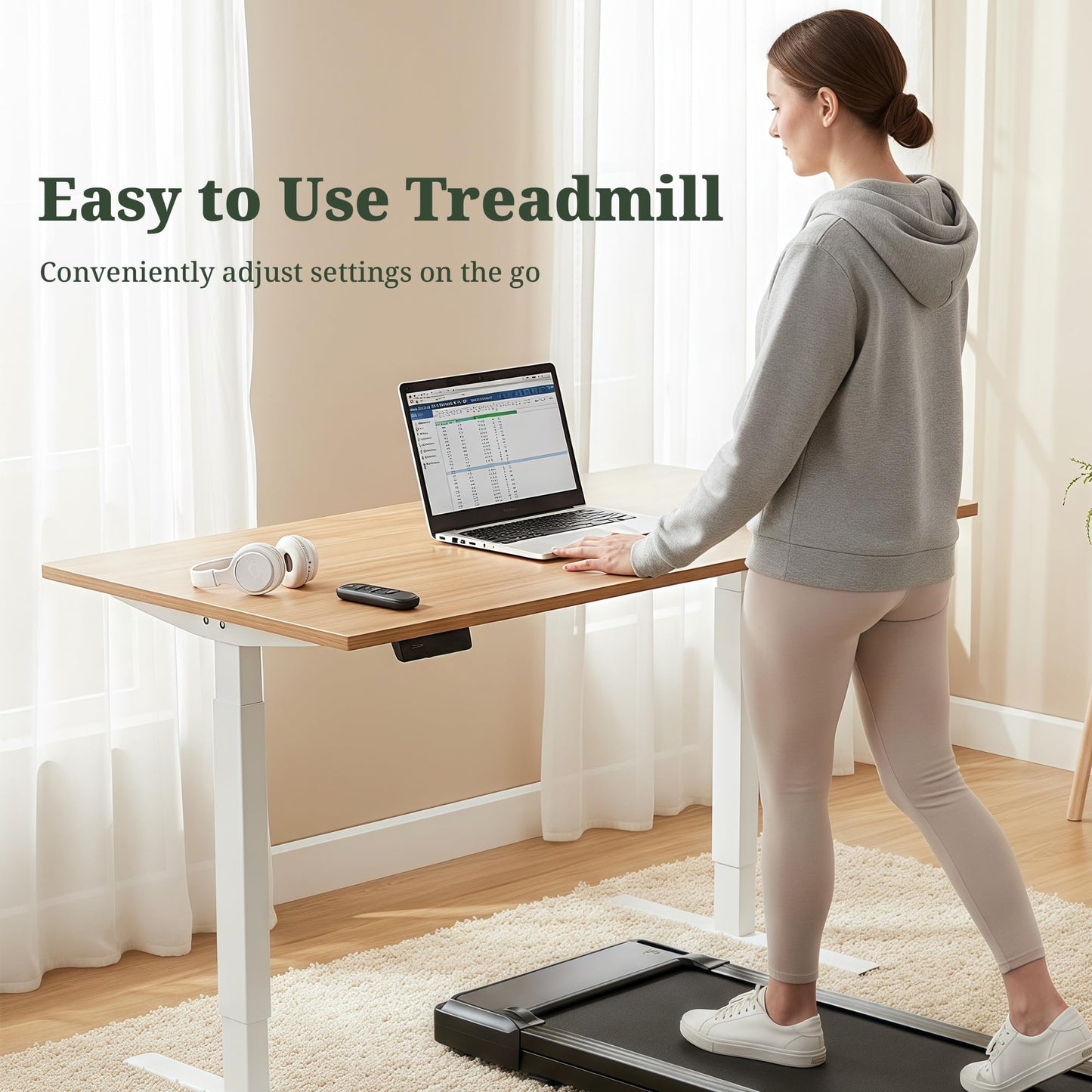 Walking Pad Treadmill, 3 in 1 Portable Under Desk Treadmills for Home Small Space, Quiet Compact Folding Treadmill with Remote Control, 320 LBS Capacity