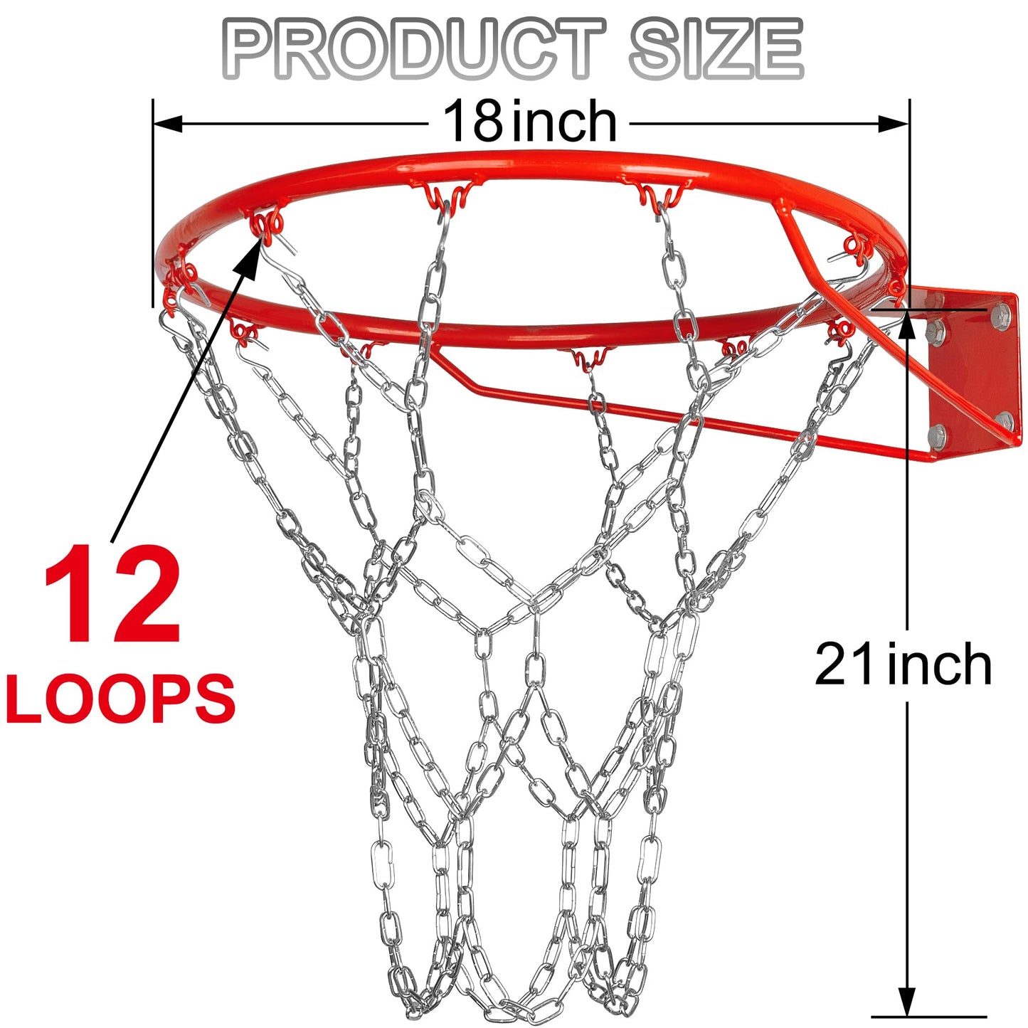 LAO XUE Heavy Duty Chain Basketball Net Replacement,21 Inches Metal