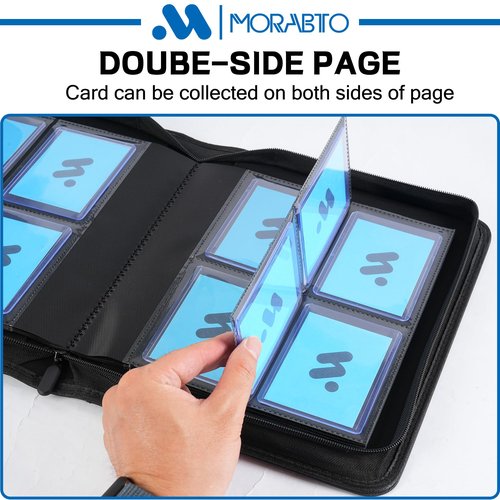 MORABTO Toploader Binder, Holds 128 Top Loaders,4 Pocket Top Loader Binders for 3" x 4" Rigid Cards,Card Album Folder for Hard Plastic Top Loaders