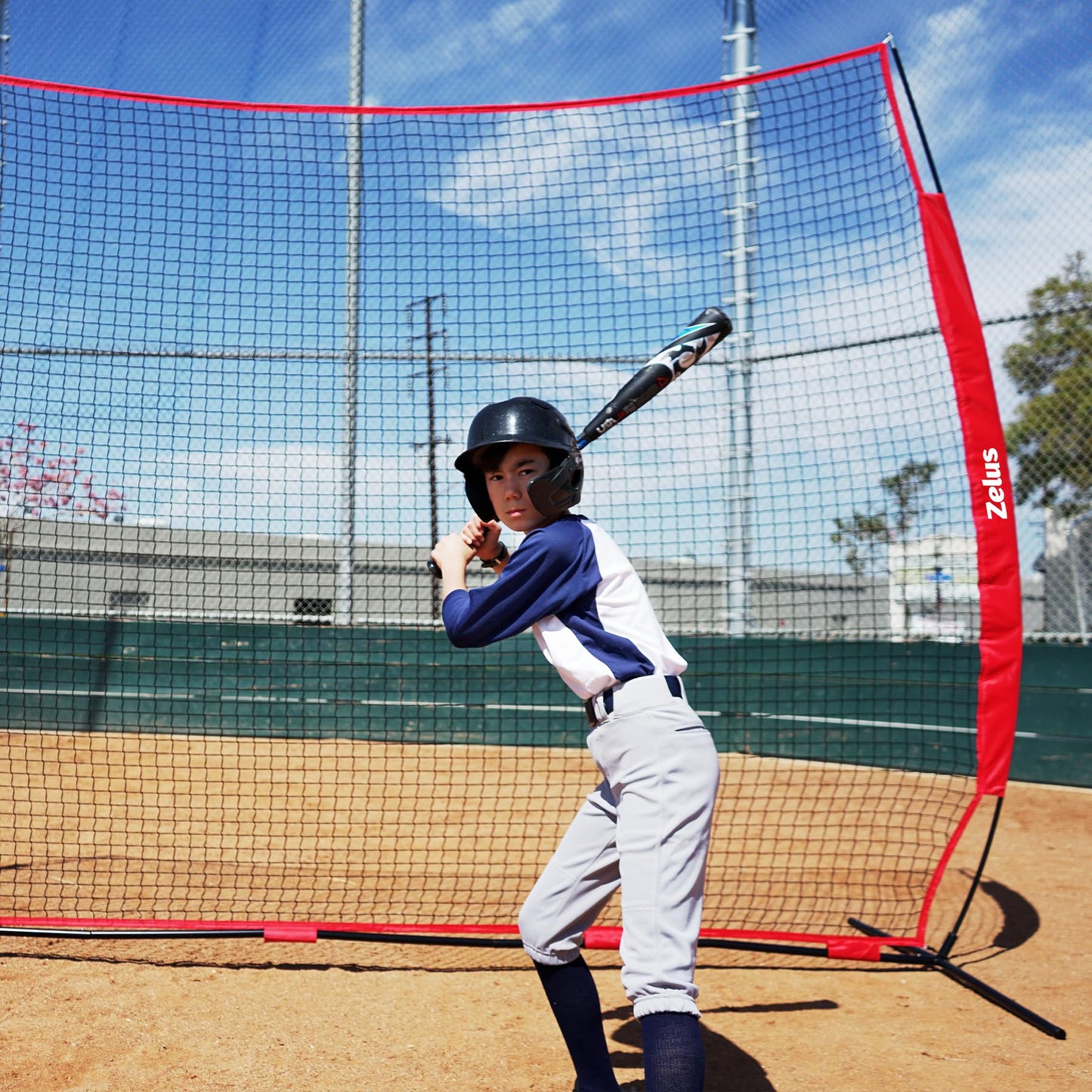ZELUS 12x 9ft Barricade Backstop, Sports Barrier Nets for Lacrosse, Basketball, Soccer, Field Hockey, Baseball and More